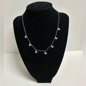 Butterfly Charm 925 Sterling Silver Necklace Lucky Charm 7 Tiny Butterflies NWOT